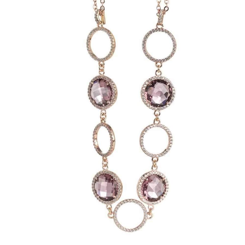 Boccadamo Double Wire Necklace with Alternating Crystals Amethyst and Zircons